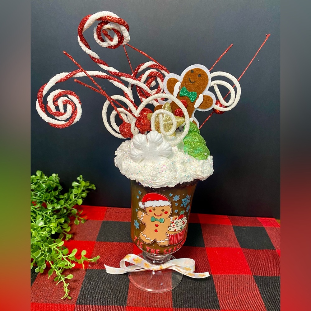 Hand Crafted Faux‎ Whipped Topping Festive Gingerbread Mug